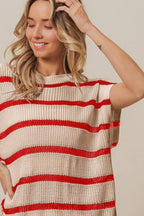BiBi Fourth Of July Stripe Drop Shoulder Sweater - Che Cose Belle