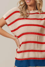 BiBi Fourth Of July Stripe Drop Shoulder Sweater - Che Cose Belle