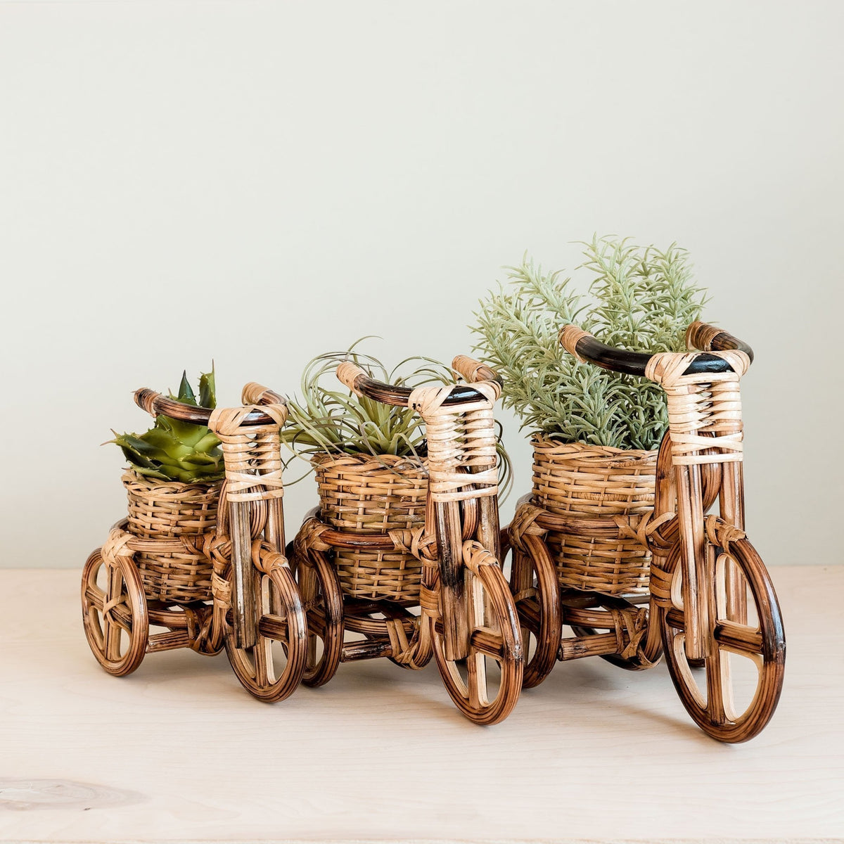 Bicycle Rattan Planter, medium - Handmade Planters | LIKHÂ - Che Cose Belle