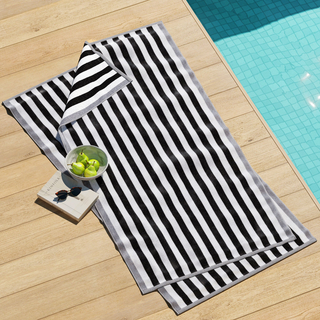 Oversized Striped Border Cabana Beach Towel - Santa Cruz