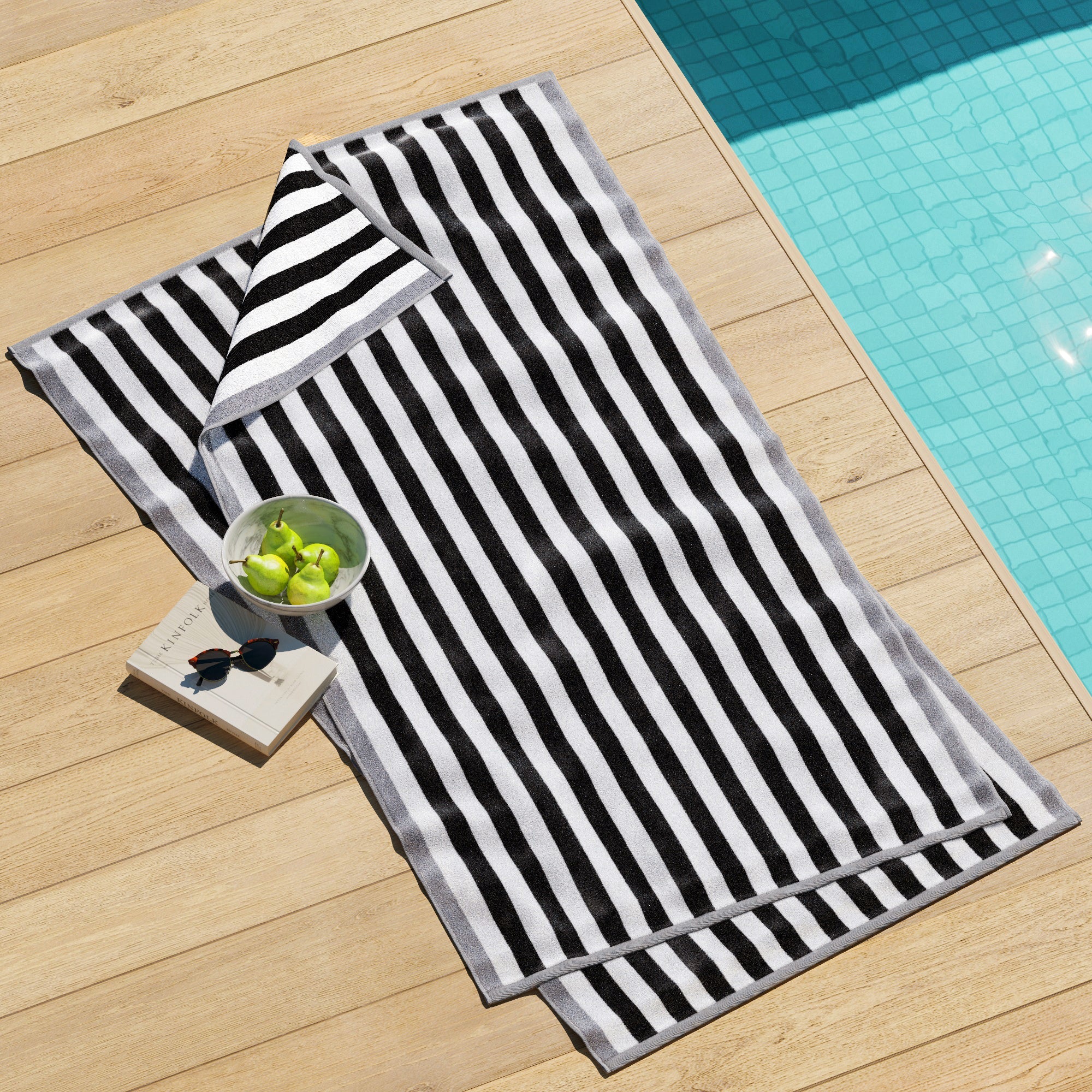Oversized Striped Border Cabana Beach Towel - Santa Cruz