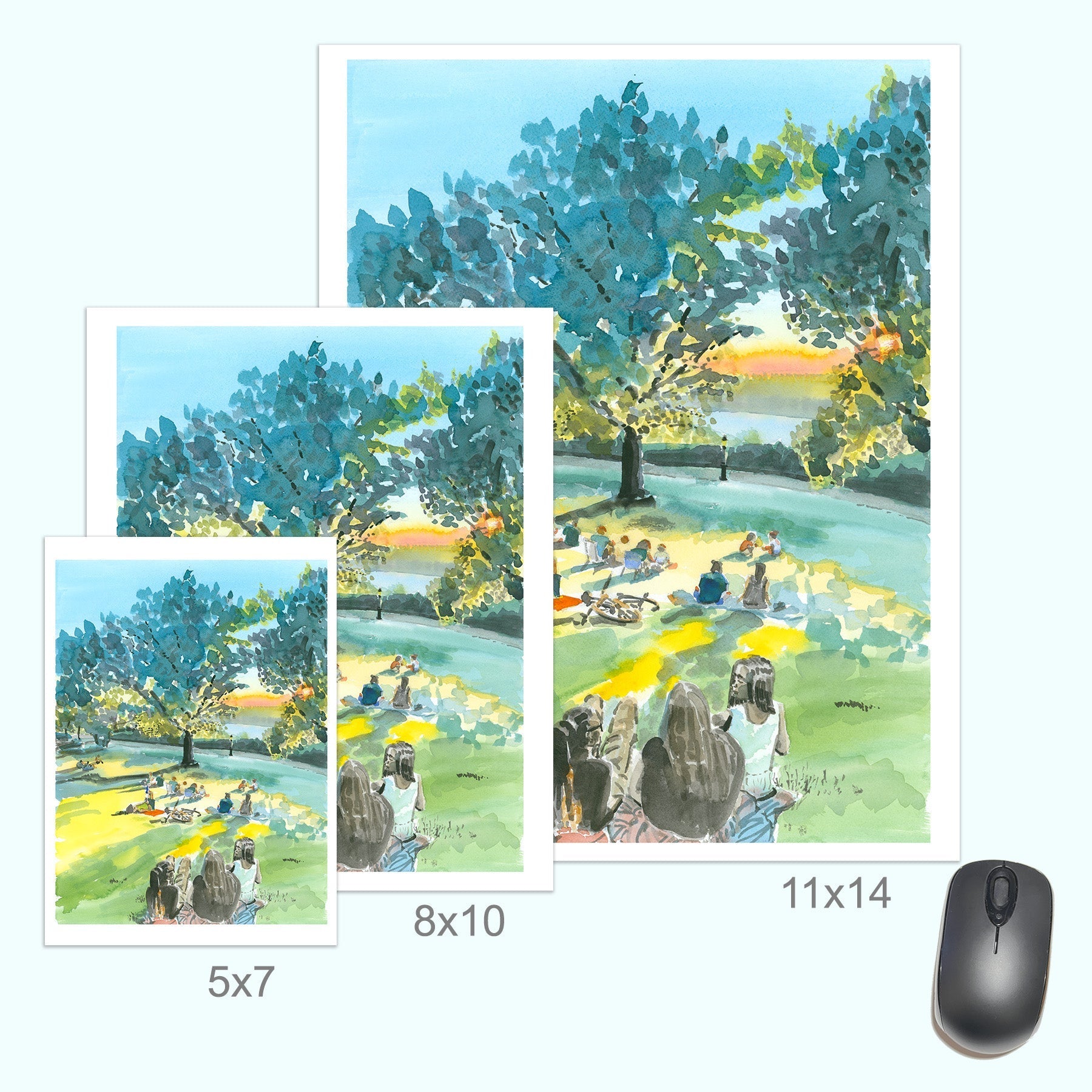 Billings Lawn 2, Watercolor, Hudson River Scene - Che Cose Belle