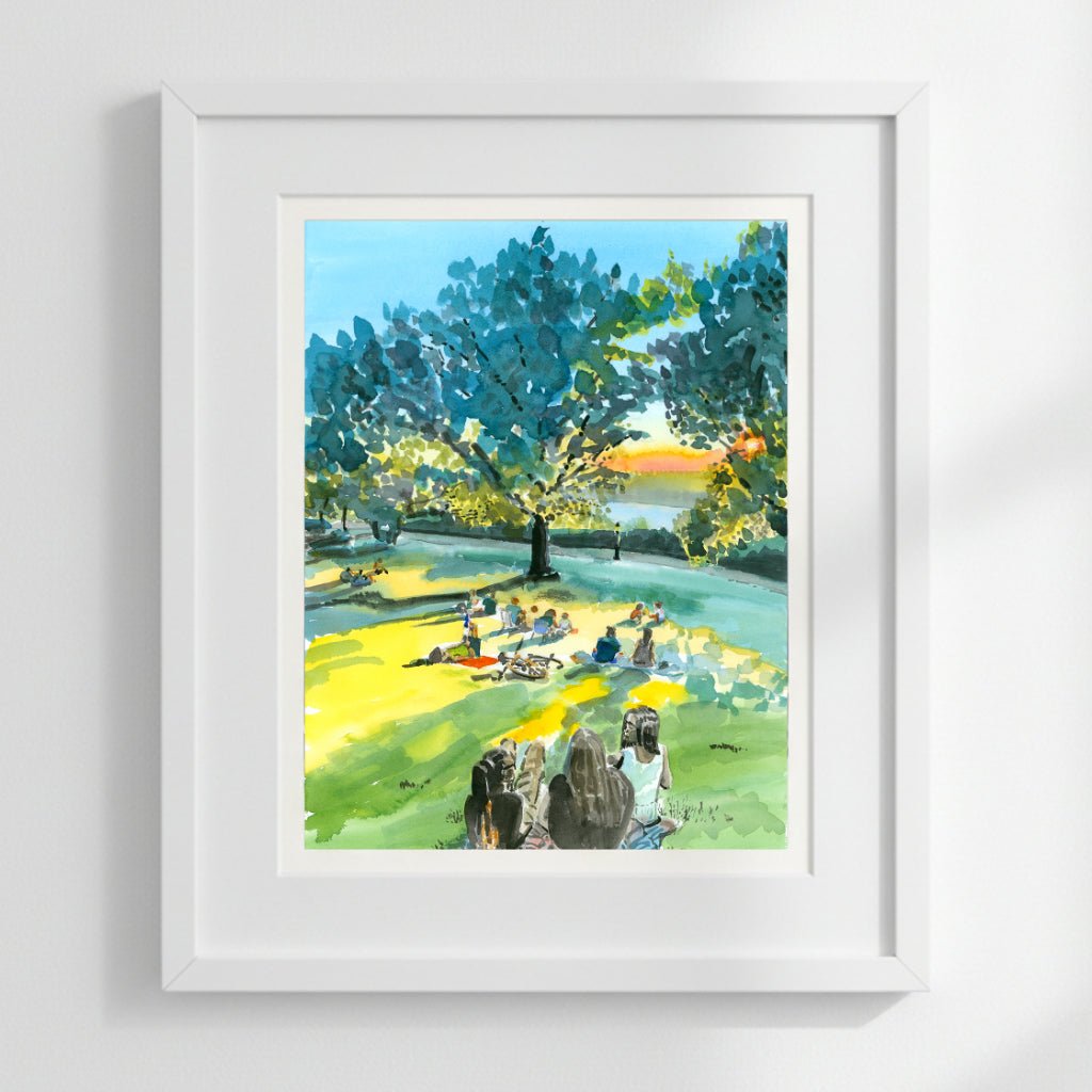 Billings Lawn 2, Watercolor, Hudson River Scene - Che Cose Belle