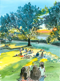 Billings Lawn 2, Watercolor, Hudson River Scene - Che Cose Belle