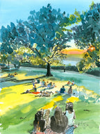 Billings Lawn 2, Watercolor, Hudson River Scene - Che Cose Belle