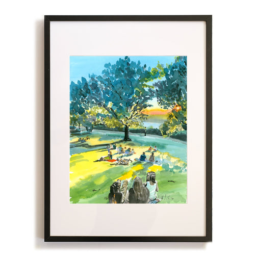 Billings Lawn 2, Watercolor, Hudson River Scene - Che Cose Belle
