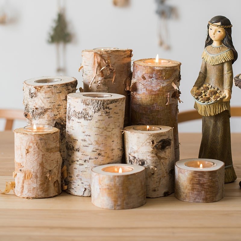 Birch Wood Candle Holder Tea Light Holder in Various Sizes - Che Cose Belle
