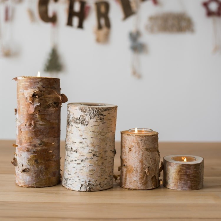 Birch Wood Candle Holder Tea Light Holder in Various Sizes - Che Cose Belle