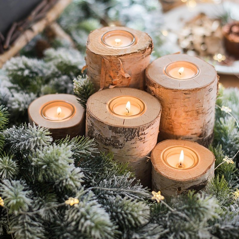 Birch Wood Candle Holder Tea Light Holder in Various Sizes - Che Cose Belle