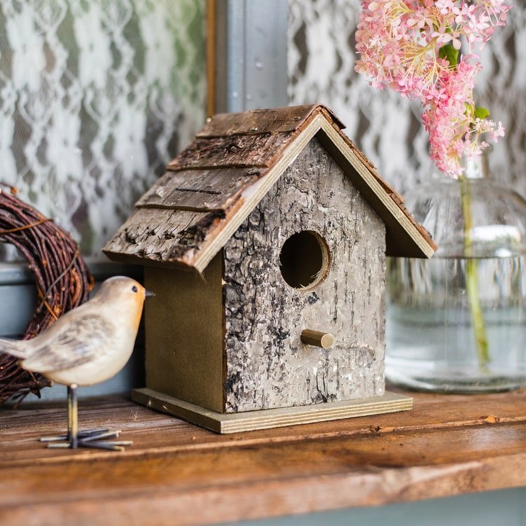 Birch Wood Decorative Bird House - Che Cose Belle