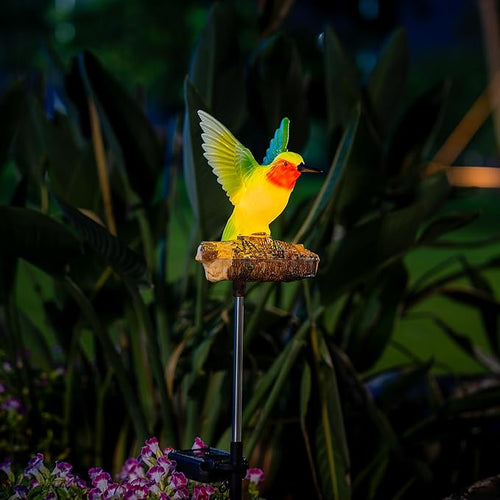 Birdsong Hummingbird Garden Decor Statues Stake Figurine Solar Lights for Outside Lawn Yard Porch Patio Flowerbed Christmas Decorations Outdoor for Moms Birthday (Green Hummingbird) - Che Cose Belle