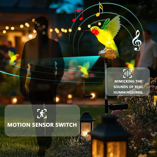 Birdsong Hummingbird Garden Decor Statues Stake Figurine Solar Lights for Outside Lawn Yard Porch Patio Flowerbed Christmas Decorations Outdoor for Moms Birthday (Green Hummingbird) - Che Cose Belle