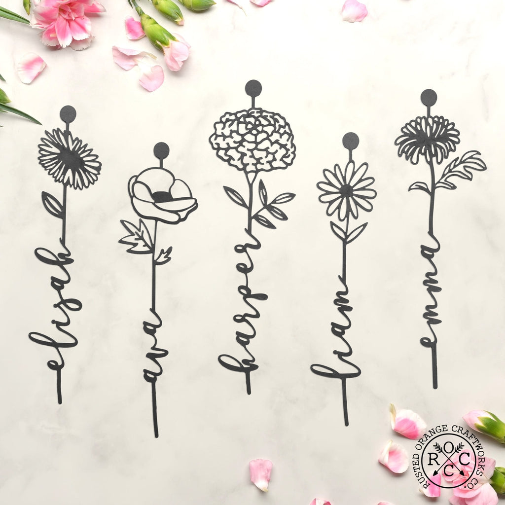 Birth Month Flowers - 3 pack - Family Name Sign Mother's Day Gift - Che Cose Belle