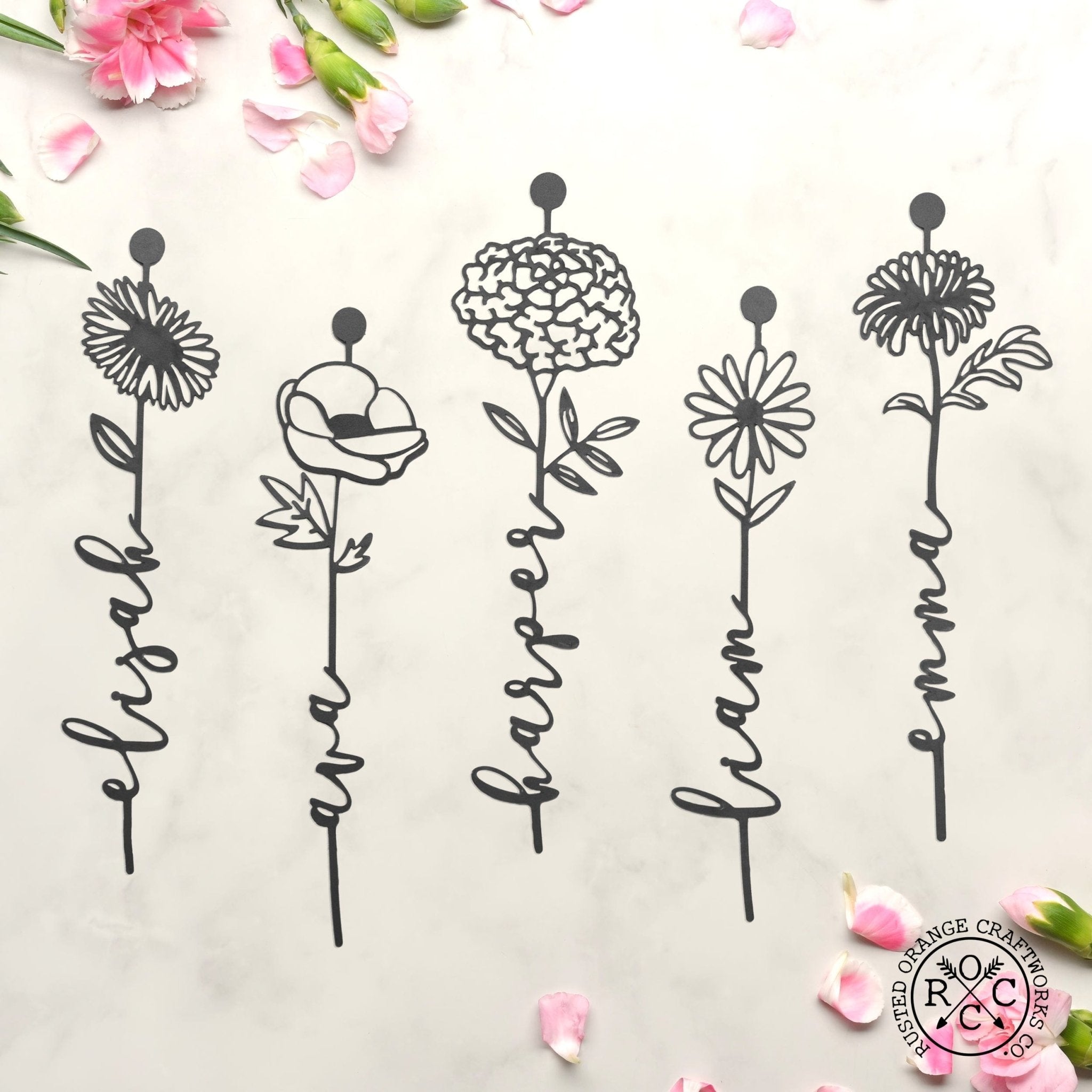 Birth Month Flowers - 3 pack - Family Name Sign Mother's Day Gift - Che Cose Belle