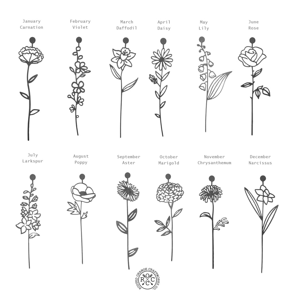 Birth Month Flowers - 3 pack - Family Name Sign Mother's Day Gift - Che Cose Belle