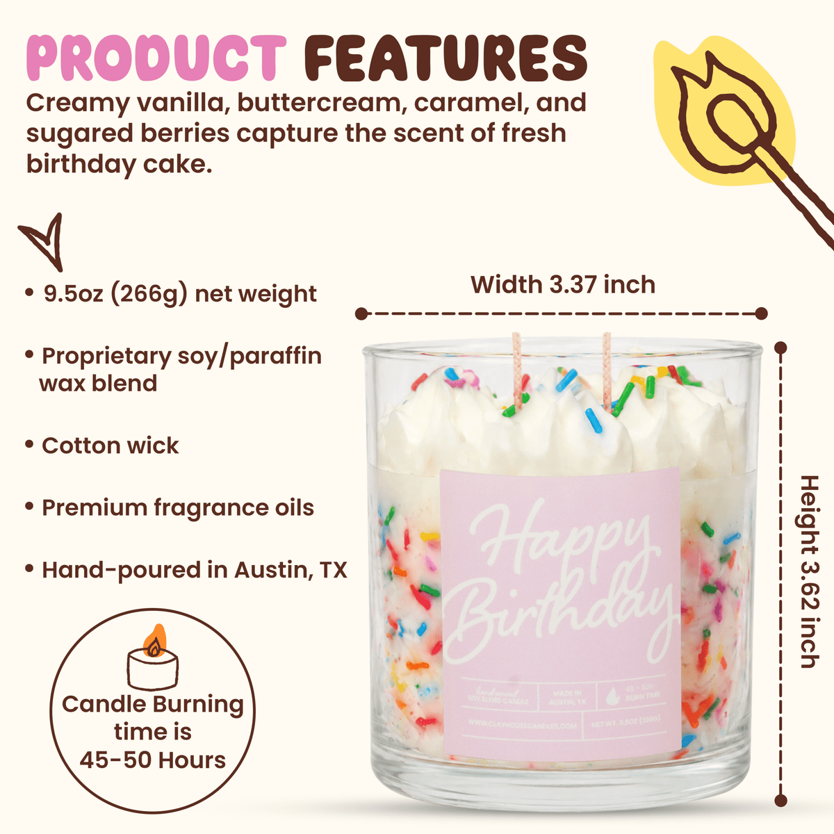 Birthday Cake Container Candle - Che Cose Belle