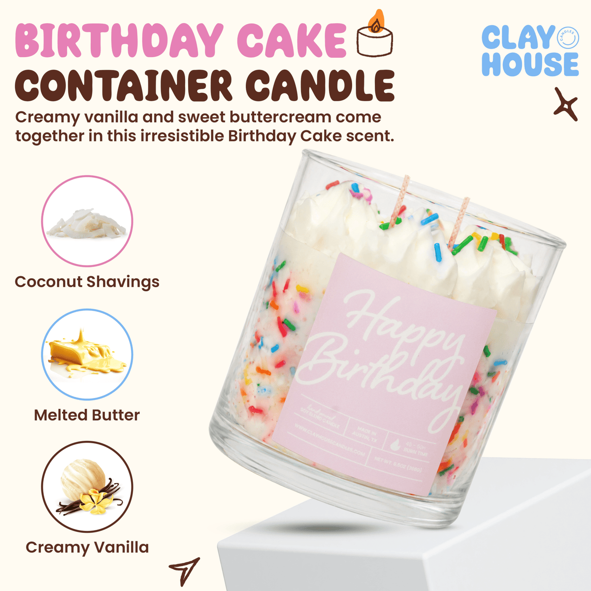 Birthday Cake Container Candle - Che Cose Belle
