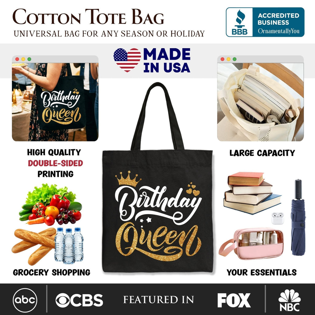 Birthday Queen Tote Bag, Glam Party Tote Bag for Stylish Women - Che Cose Belle
