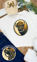 Bison with Rhinestone Specs Graphic Edgy Shirt - Che Cose Belle