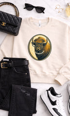 Bison with Rhinestone Specs Graphic Sweatshirt - Che Cose Belle