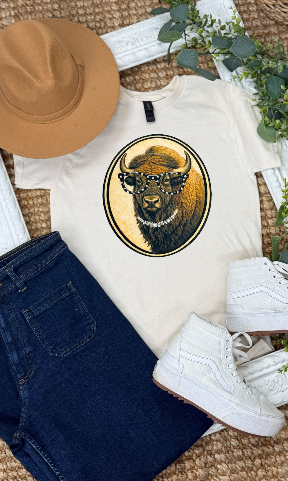 Bison with Rhinestone Specs Graphic T-Shirt - Che Cose Belle