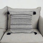 Black 22" X 22" Throw Pillow for couch with Tassels-Winter - Che Cose Belle