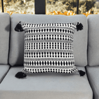 Black 22" X 22" Throw Pillow for couch with Tassels-Winter - Che Cose Belle