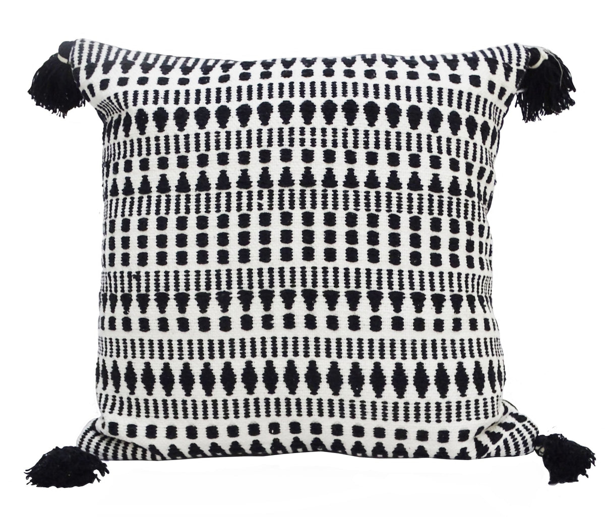 Black 22" X 22" Throw Pillow for couch with Tassels-Winter - Che Cose Belle