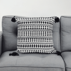 Black 22" X 22" Throw Pillow for couch with Tassels-Winter - Che Cose Belle