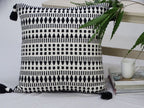 Black 22" X 22" Throw Pillow for couch with Tassels-Winter - Che Cose Belle