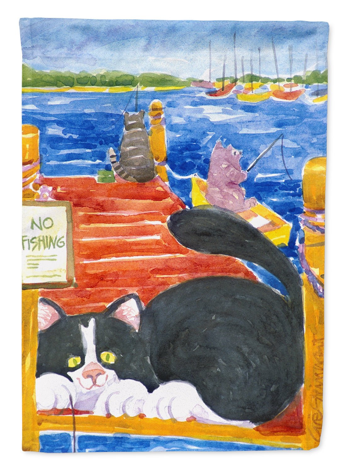 Black and White Cat No Fishing Garden Flag – Decorative Outdoor Yard Flag - Che Cose Belle