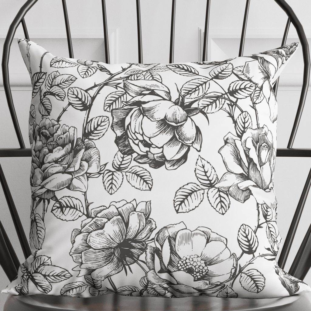 Black and White Floral Pillow in Emmaline - Che Cose Belle