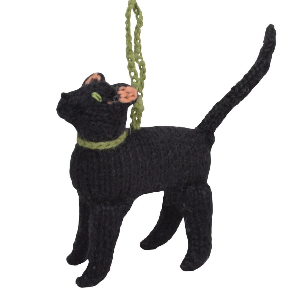 Black Cat Hand Knit Christmas Ornament Arcadia Home - Che Cose Belle