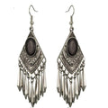 Black Cat's Eye Stone Boho Dangle Earrings - Che Cose Belle