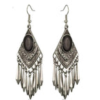 Black Cat's Eye Stone Boho Dangle Earrings - Che Cose Belle