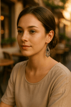Black Cat's Eye Stone Boho Dangle Earrings - Che Cose Belle