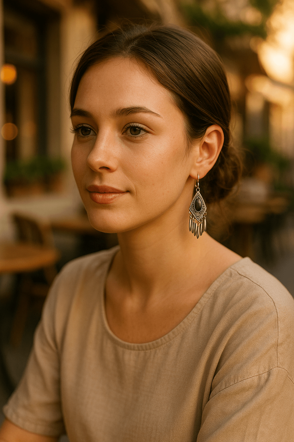 Black Cat's Eye Stone Boho Dangle Earrings - Che Cose Belle