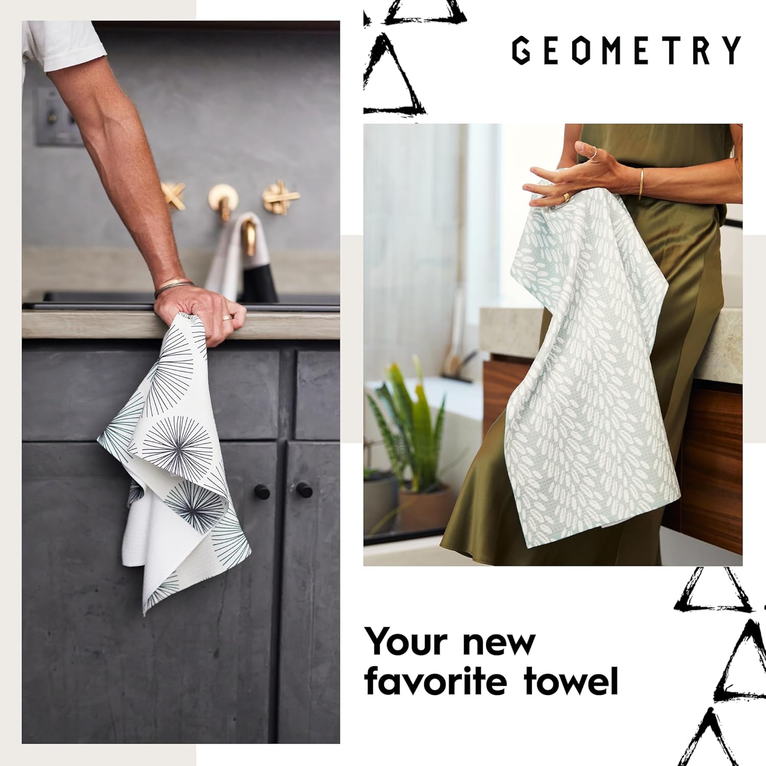 Black Cats Orange Striped Geometry Tea Towel - Che Cose Belle