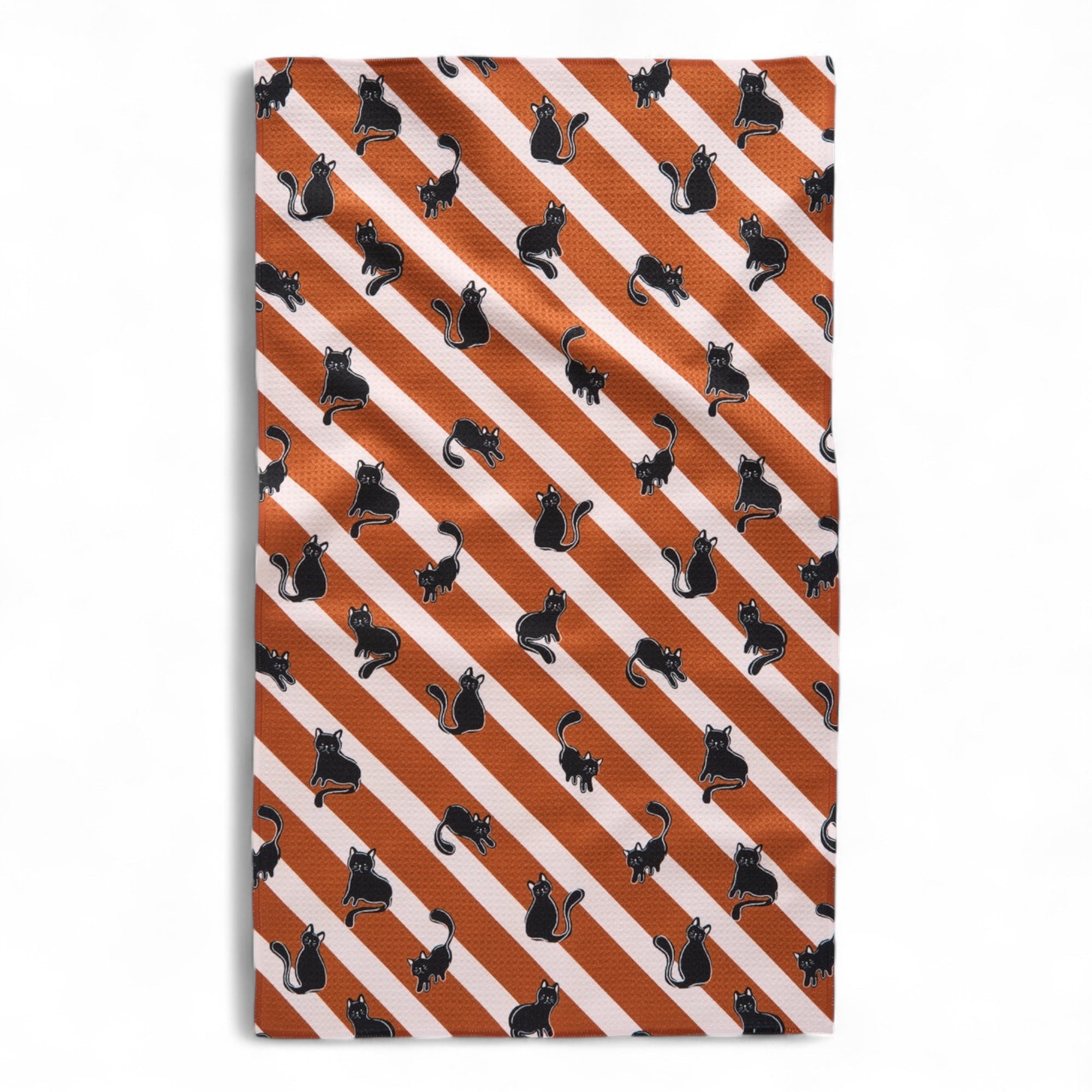 Black Cats Orange Striped Geometry Tea Towel - Che Cose Belle