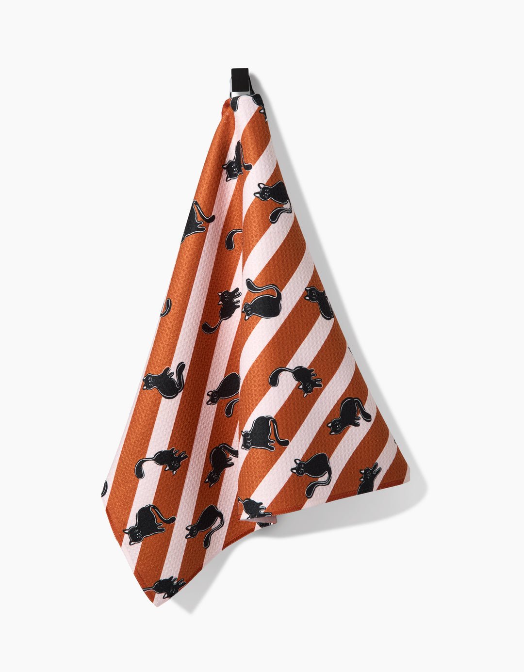 Black Cats Orange Striped Geometry Tea Towel - Che Cose Belle