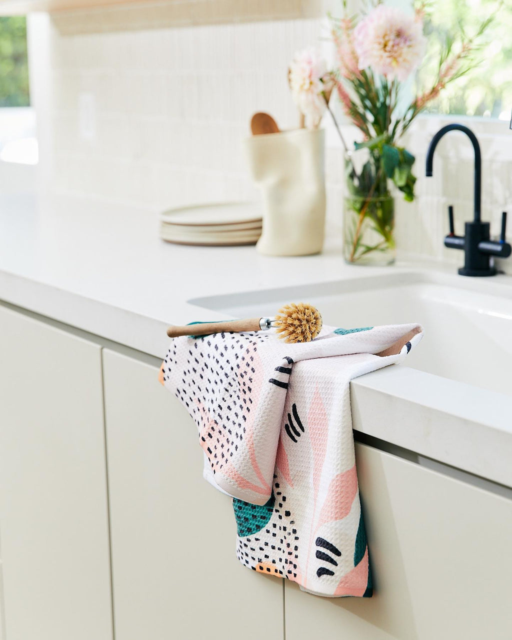 Black Cats Orange Striped Geometry Tea Towel - Che Cose Belle