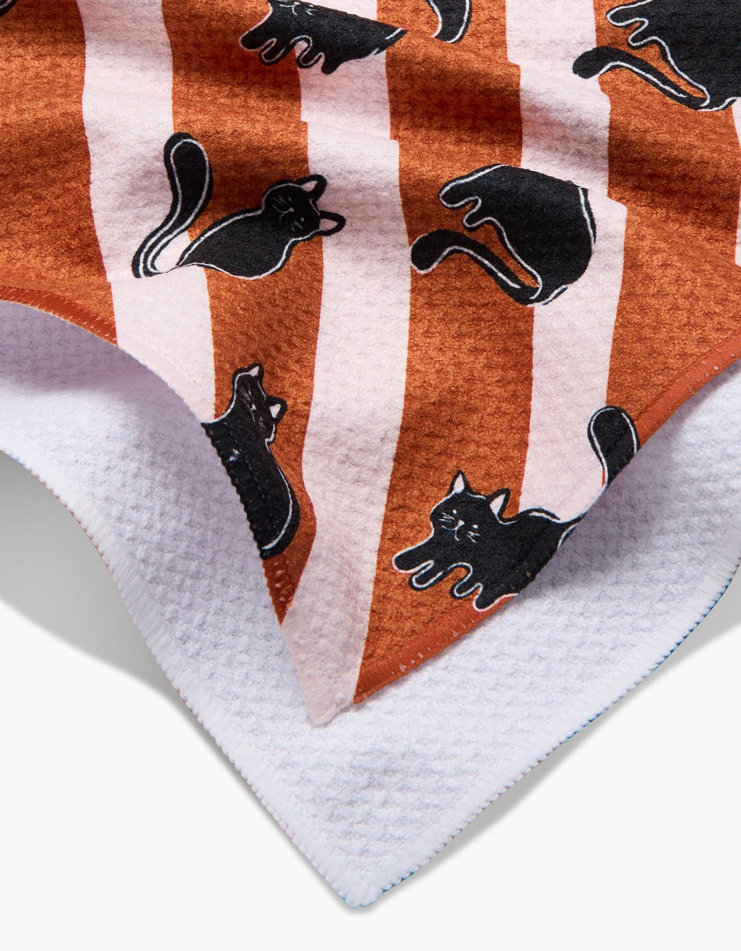 Black Cats Orange Striped Geometry Tea Towel - Che Cose Belle