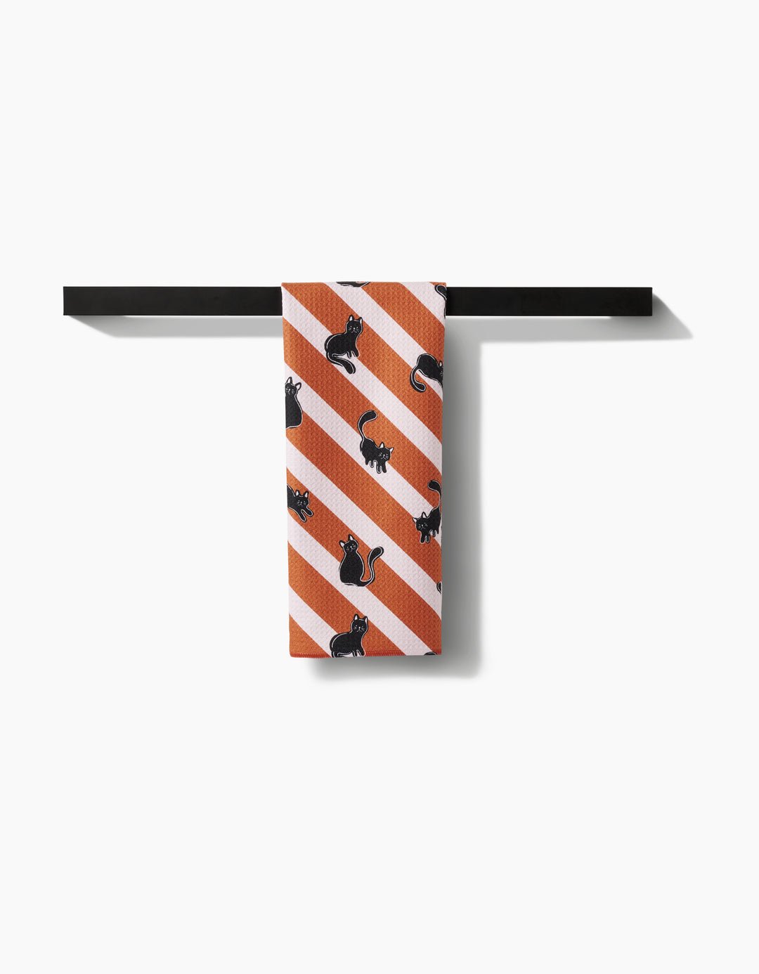 Black Cats Orange Striped Geometry Tea Towel - Che Cose Belle