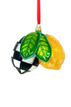 Black Checkered Lemons Polish Glass Ornament - Che Cose Belle