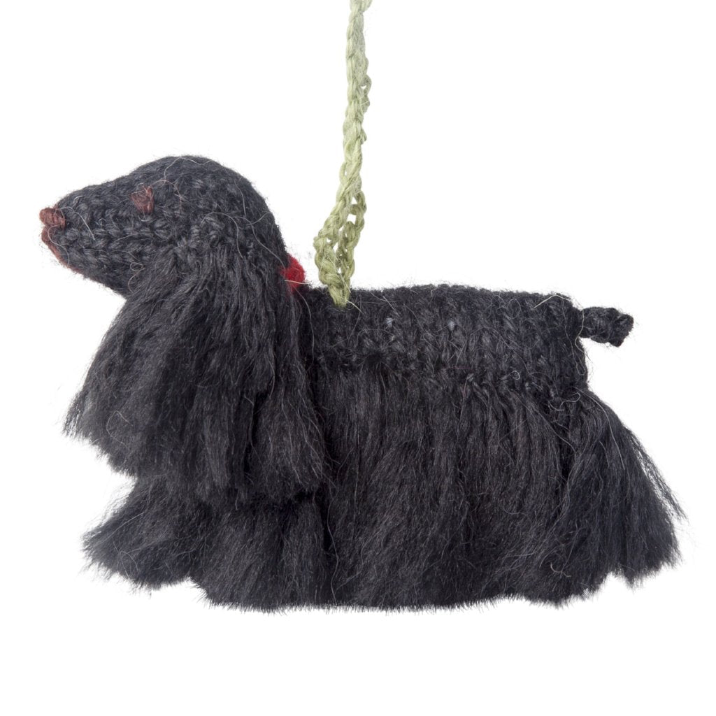 Black Cocker Spaniel Dog Hand Knit Christmas Ornament Arcadia Home - Che Cose Belle