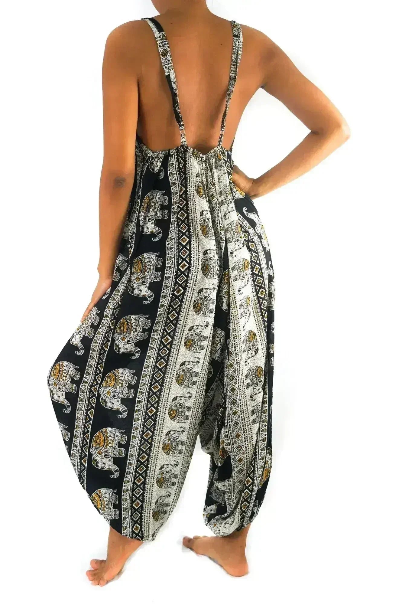 Black Elephant Boho Hippie Jumpsuit Rompers - Che Cose Belle