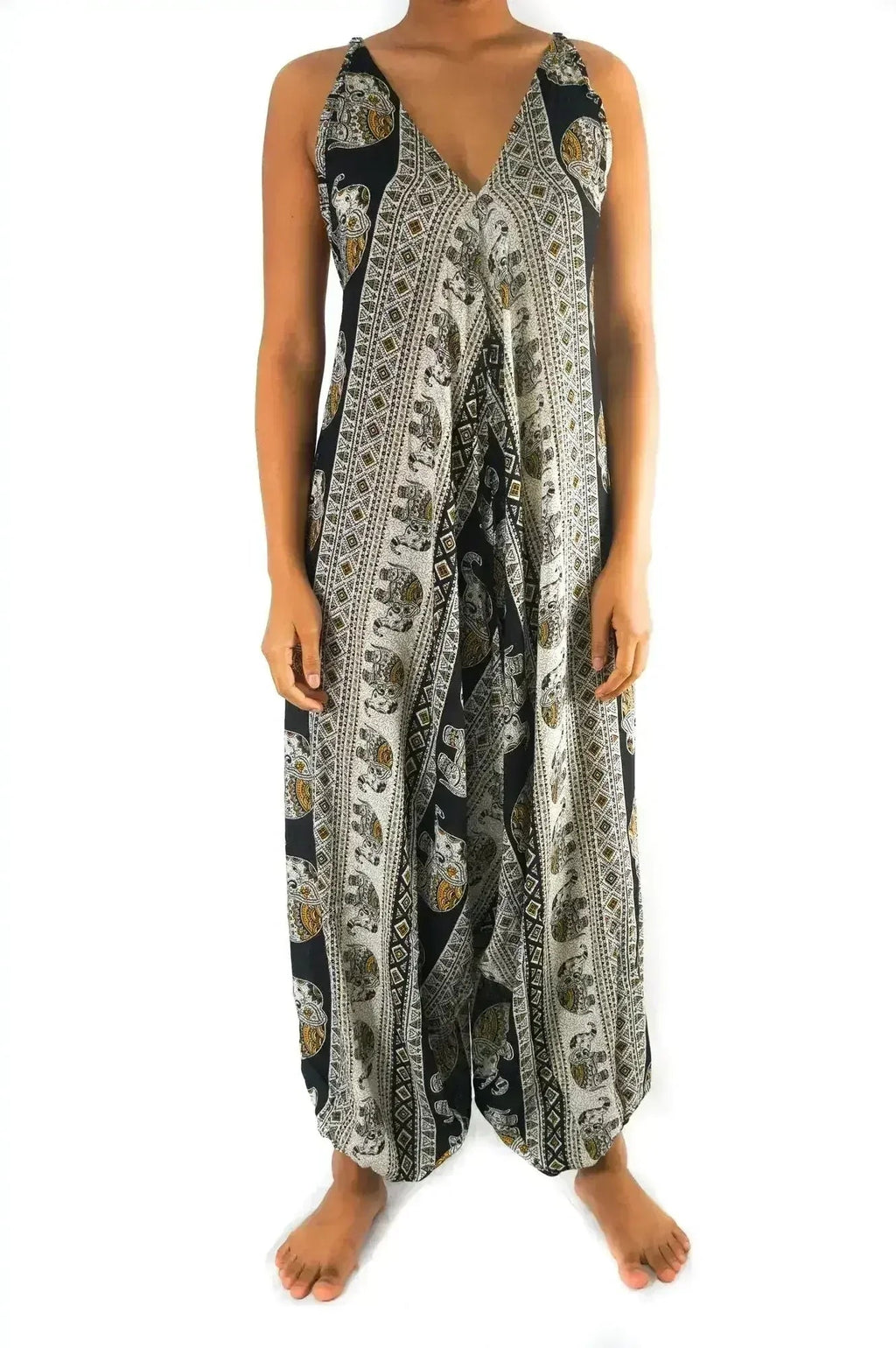 Black Elephant Boho Hippie Jumpsuit Rompers - Che Cose Belle