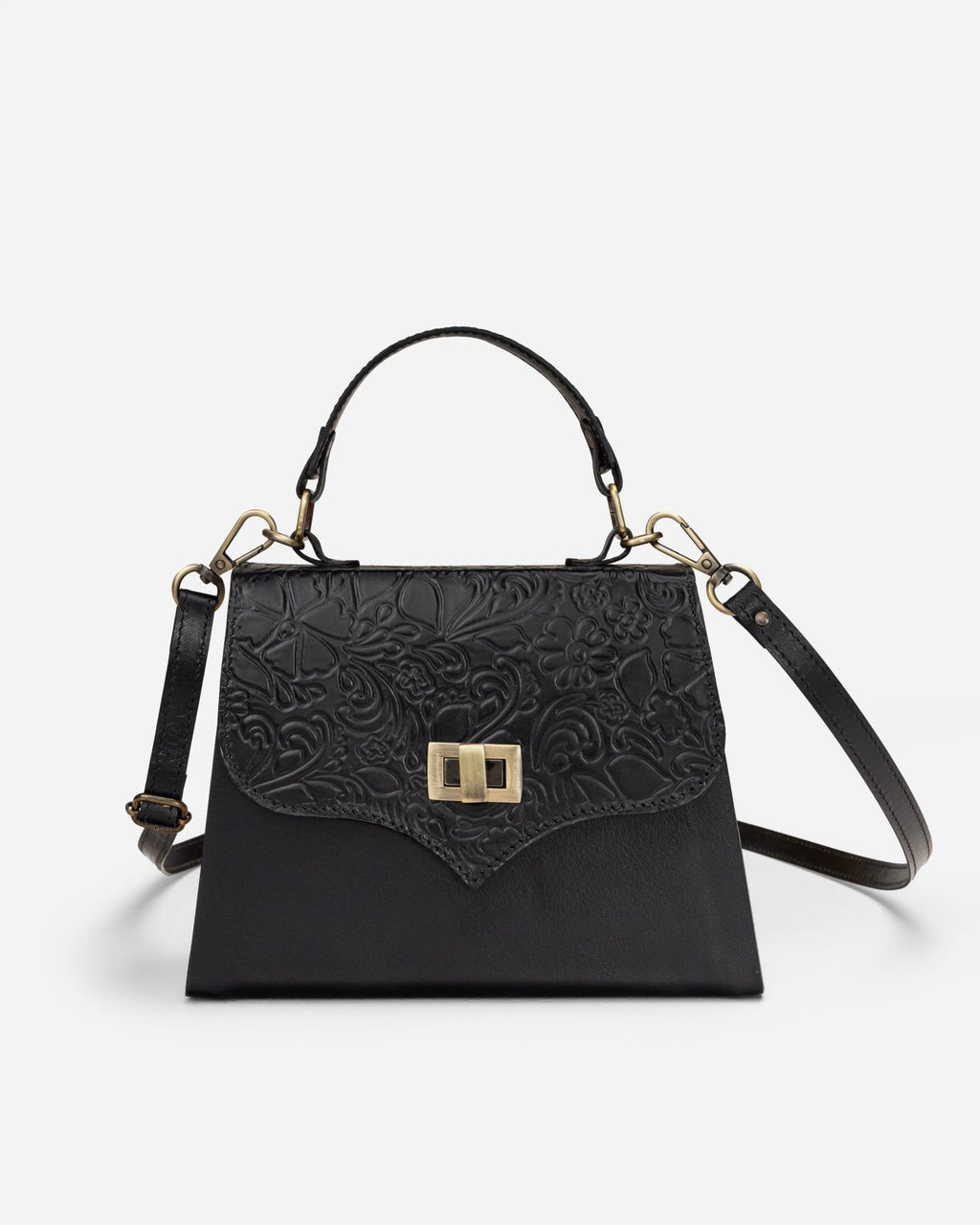 Black Embossed Leather Mini Bag - Che Cose Belle