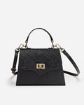 Black Embossed Leather Mini Bag - Che Cose Belle