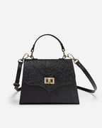 Black Embossed Leather Mini Bag - Che Cose Belle